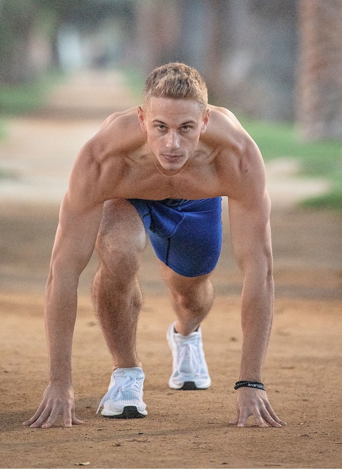 Man getting ready to sprint